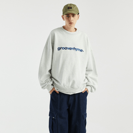 『GROOVE RHYME』 ベーシックロゴビッグオーバースウェットシャツ (Oatmeal Grey)
