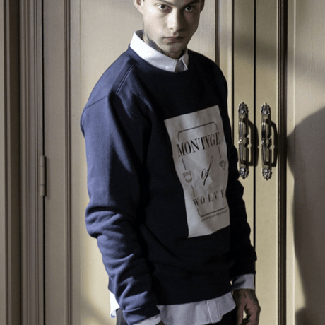 【再入荷】『LOUPS BLANCS』モンタージュスウェットシャツ (Navy)