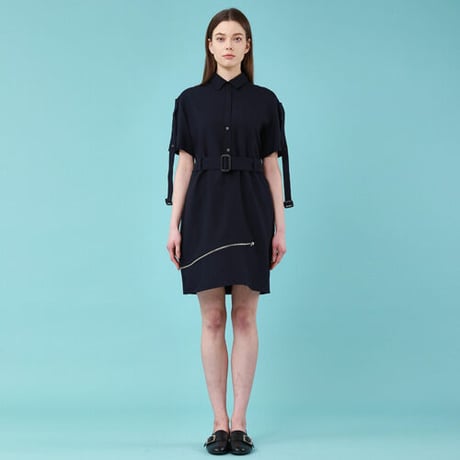 『Wunder Geist』 　トランスフォームアンバランスジッパーストラップワンピース (Navy)