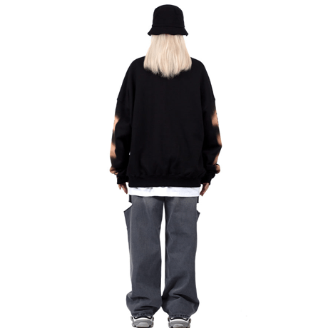 『BLACKBLOND』　side bleached classic logo crewneck sweatshirt (Black)