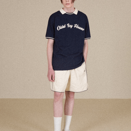 『VETEZE』 　オールドアイビークラシックカラーハーフ Tシャツ  (Navy)