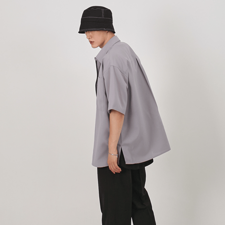 『 BY:L 』    ミニマルオーバージッパーシャツ (Grey)