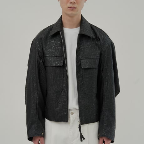 『HIFIFNK』  リンクルレザーオーバーサイズジャケット (Black)