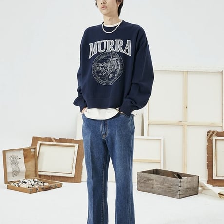 『MURRA AER 』  リリークロップスウェットシャツ (Navy)