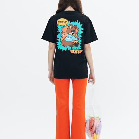 『grooverhyme』 　ハニーアンドピザ Tシャツ (Black)