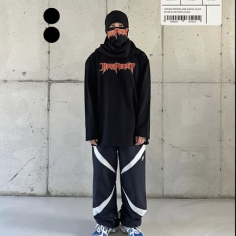 『DRUG PRODUCT 』 　ビンテージプリンティングロングスリーブTシャツ (Black)