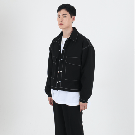『 BY:L 』 　ステッチクロップジャケット  (Black)