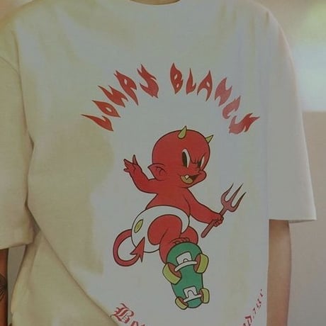 『LOUPS BLANCS』 ホットスタッフスケボーショートスリーブ Tシャツ (White)
