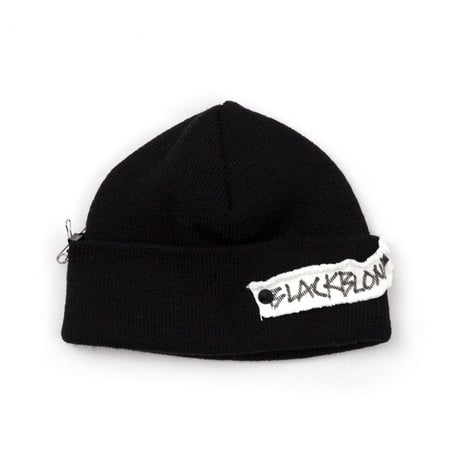 『BLACKBLOND』    サイドパッチショートニットキャップ (Black)
