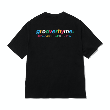 『grooverhyme』 　NYC ロケーションマルチカラー Tシャツ (Black)