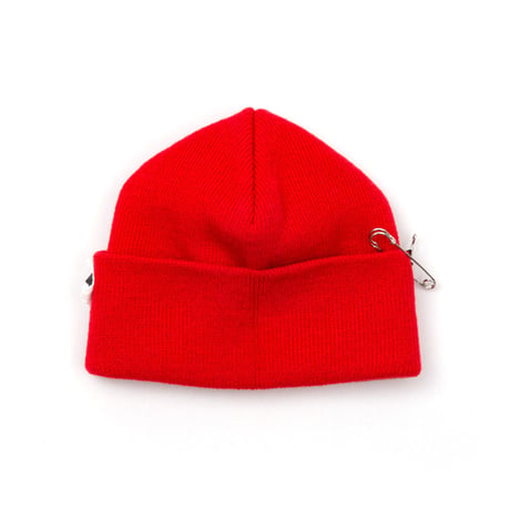 『BLACKBLOND』    サイドパッチショートニットキャップ (Red)