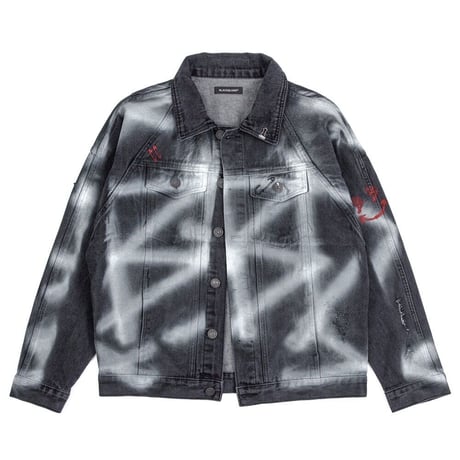 『BLACKBLOND』 　スプレーカスタムデニムジャケット (Charcoal)