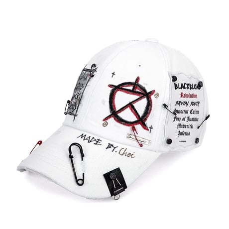 『BLACKBLOND』  サイクロプスカスタムプレートロゴキャップ (White)