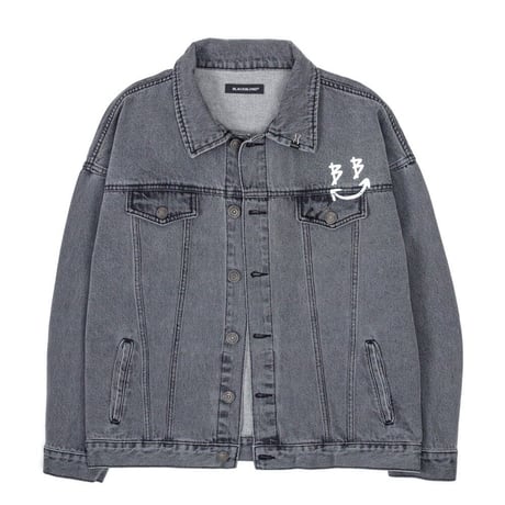 『BLACKBLOND』 　スマイルロゴデニムジャケット (Dark Gray)