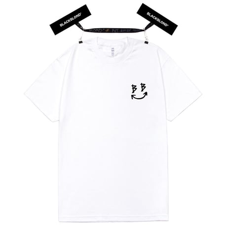『BLACKBLOND』　クラシックスマイルロゴショートスリーブ Tシャツ (White)