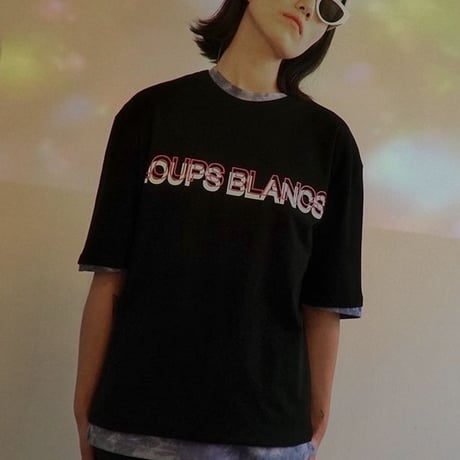 『LOUPS BLANCS』  ダブルロゴグラフィック半袖 Tシャツ (Black)