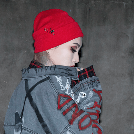 Blackblond BBD Side Patch Long Beanie (Red)