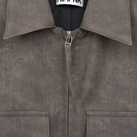 『HIFIFNK』  リンクルレザーオーバーサイズジャケット (Ash Beige)