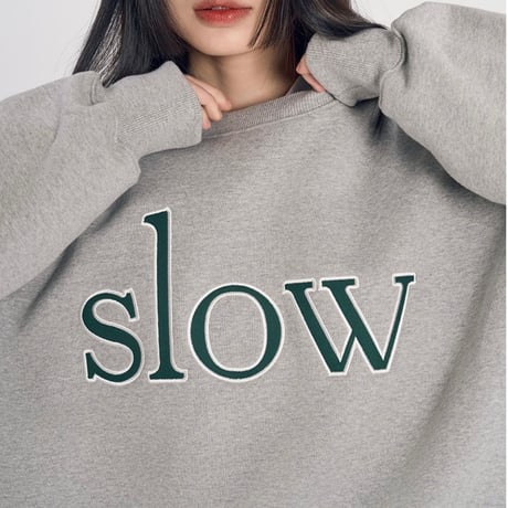 『SLOW RECORD HOUSE』　SLOW パッチスウェットシャツ (Grey)