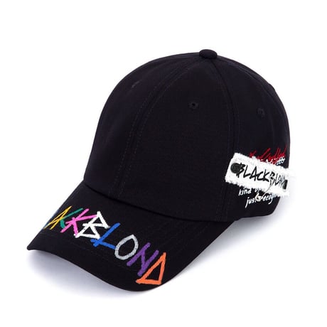 『BLACKBLOND』   スローガンパッチレインボーグラフィティーロゴキャップ (Black)