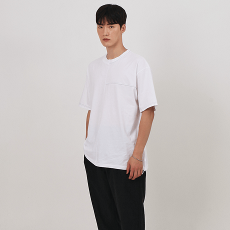 『 BY:L 』    ステッチアンネックTシャツ (White)
