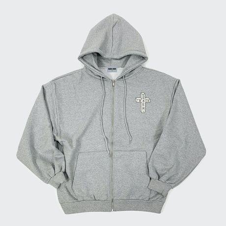 『SK8ER ROCK』 　クロスロゴヘビーバルーンフィットコットンジップパーカー (Gray)