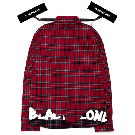 『BLACKBLOND』レイヤードチェックシャツ (Red)