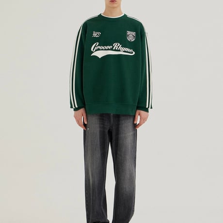 『GROOVE RHYME』 swoosh lettering sweatshirt (D/Green)