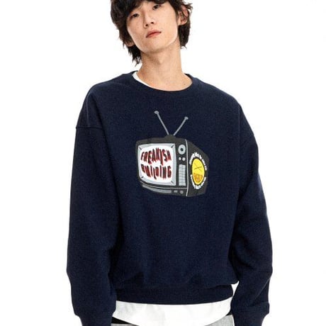 『FREAKISH BUILDING』 silly tv sweatshirt (Navy)