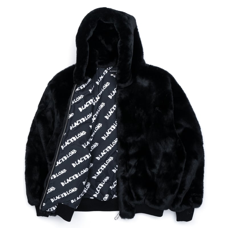 BLACKBLOND』 sprayed Smile logo fur hood jacke