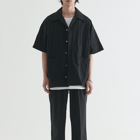 『 BY:L 』    ナイロンクリンクルオーバーシャツ (Black)