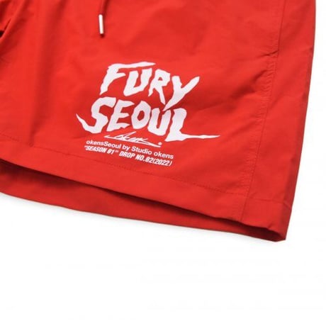 『OKENS SEOUL 』 Fury Seoul Signature Shorts Pants  (Red)