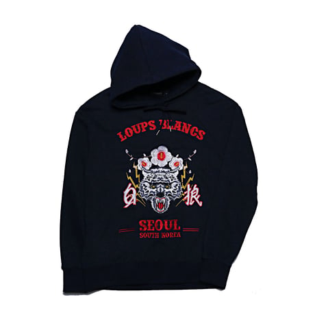 『LOUPS BLANCS』Embroidery SEOUL Hoodie (Black)