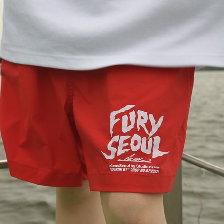『OKENS SEOUL 』 Fury Seoul Signature Shorts Pants  (Red)