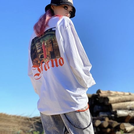 『BLACKBLOND』 　インフェルノロングスリーブ Tシャツ (White)