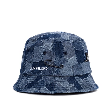 『BLACKBLOND』   the apparition patchwork denim bucket hat (Blue)