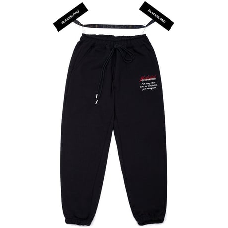 『BLACKBLOND』 　スローガンロゴスウェットパンツ (Black)