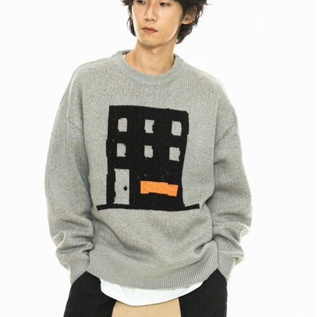 『FREAKISH BUILDING』 TANO KNIT SWEATER (Grey)