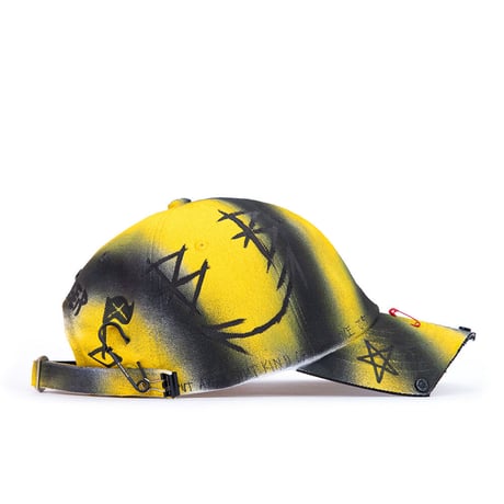 『BLACKBLOND』   スローガンロゴロリーポップグラフィティーキャップ (Black&Yellow)