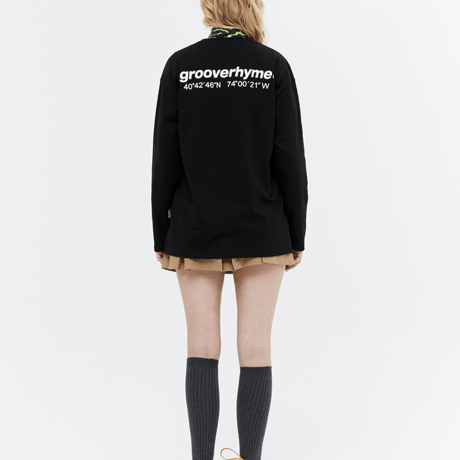 『grooverhyme』 　NYC ロケーションロングスリーブ Tシャツ (Black)