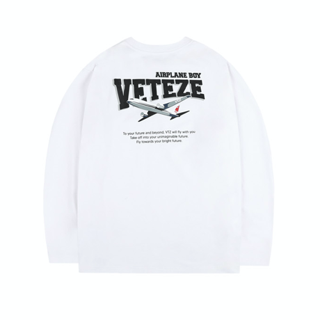 『VETEZE』 　エアプレーンロングスリーブTシャツ (White)