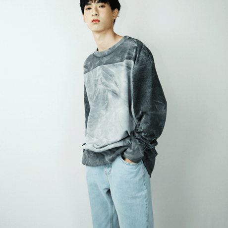 『Swallowtale』 タイダイカラーブロックオーバーサイズスウェット (Gray)