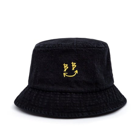 『BLACKBLOND』 　スマイルロゴデニムバケットハット (Black)
