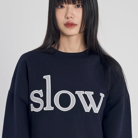 『SLOW RECORD HOUSE』　SLOW パッチスウェットシャツ (Navy)
