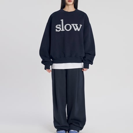 『SLOW RECORD HOUSE』　SLOW パッチスウェットシャツ (Navy)