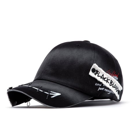 『BLACKBLOND』  ゴーストスローガンパッチロゴキャップ (Black)