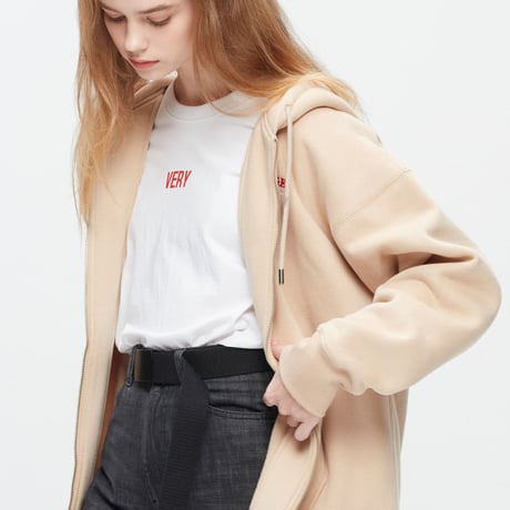 『Verynineflux』   オーバーラップフードパーカー (Beige)