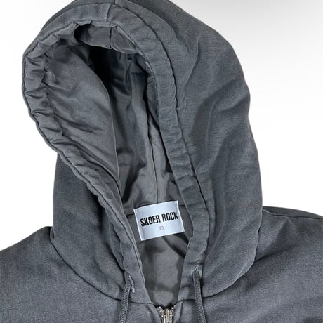 『SK8ER ROCK』 　scribble padded pigment sweat hood zip-up (Charcoal)