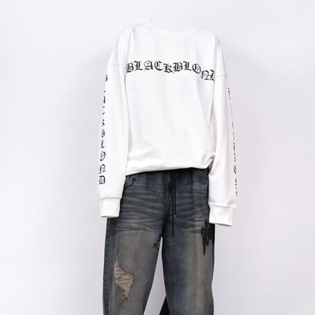 『BLACKBLOND』　crushed faith sweatshirt (White)