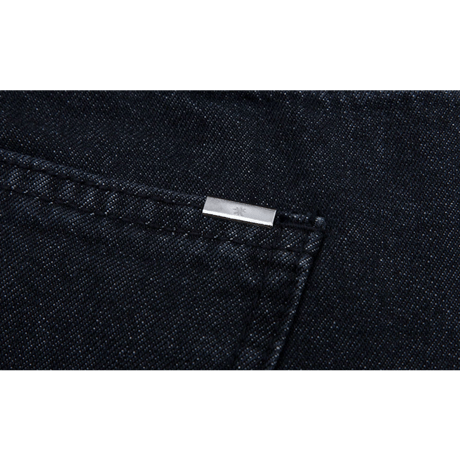 『BLACKBLOND』  スマイルグラフィティーロゴショートデニムパンツ (Black)